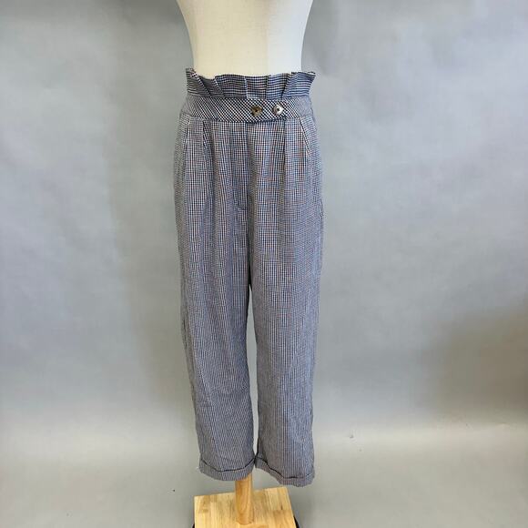 Topshop houndstooth paperbag pleated trouser ankle pants, tapered leg size 8 - Picture 14 of 14